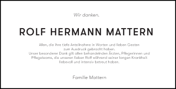 Traueranzeige von Rolf Mattern von Heidenheimer Zeitung