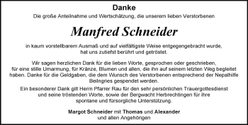 Traueranzeige von Manfred Schneider von Heidenheimer Zeitung