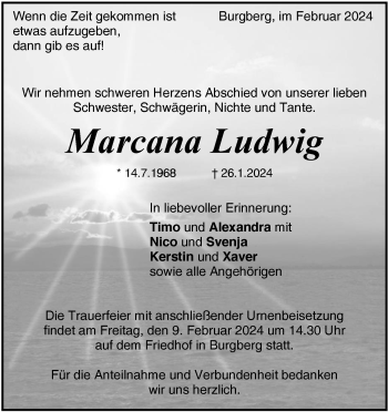 Traueranzeige von Marcana Ludwig von Heidenheimer Zeitung