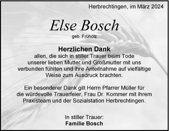 Traueranzeige von Else Bosch von Heidenheimer Zeitung