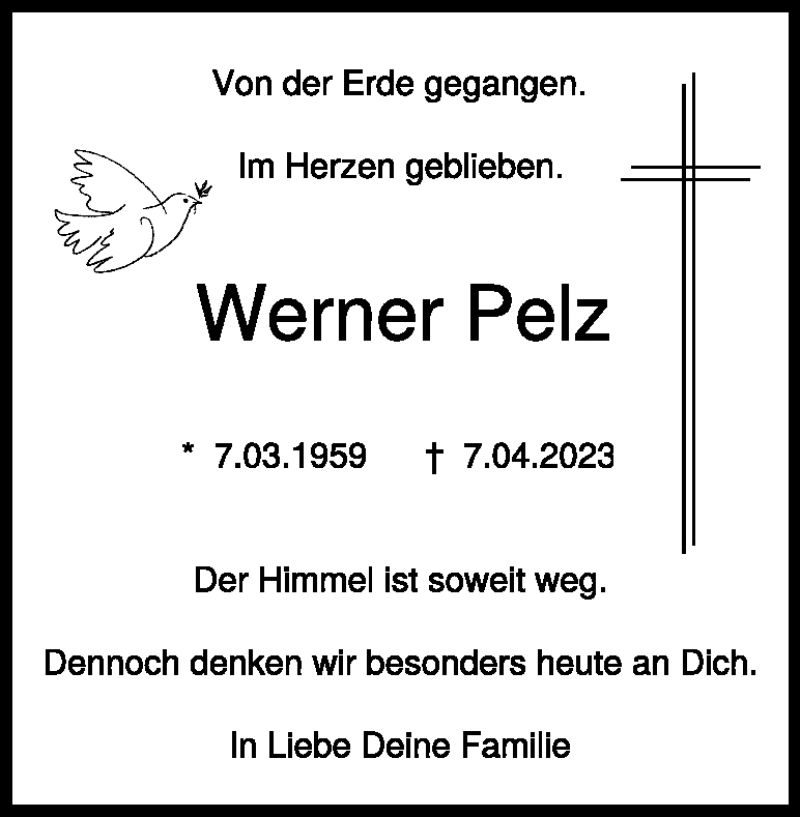  Traueranzeige für Werner Pelz vom 07.03.2024 aus Heidenheimer Zeitung