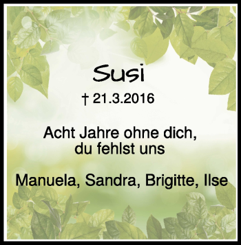 Traueranzeige von Susanne Berger von Heidenheimer Zeitung