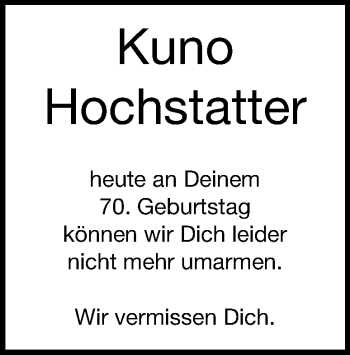 Traueranzeige von Kuno Hochstatter von Heidenheimer Zeitung