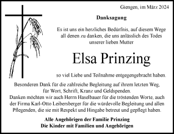 Traueranzeige von Elsa Prinzing von Heidenheimer Zeitung