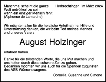 Traueranzeige von August Holzinger von Heidenheimer Zeitung