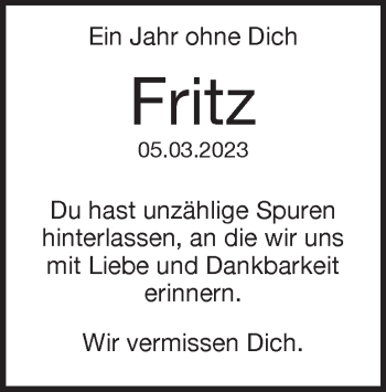Traueranzeige von Fritz Eckhardt von Heidenheimer Zeitung