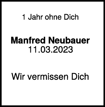 Traueranzeige von Manfred Neubauer von Heidenheimer Zeitung