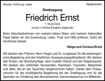 Traueranzeige von Friedrich Ernst von Heidenheimer Zeitung