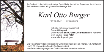 Traueranzeige von Karl Otto Burger von Heidenheimer Zeitung