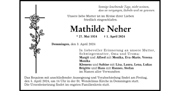 Traueranzeige von Mathilde Neher von Heidenheimer Zeitung