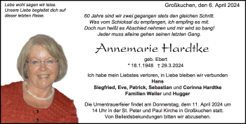 Traueranzeige von Annemarie Hardtke von Heidenheimer Zeitung
