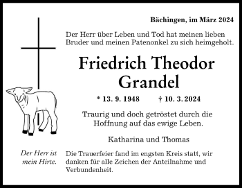 Traueranzeige von Friedrich Theodor Grandel von Heidenheimer Zeitung