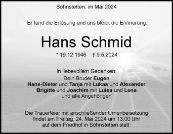 Traueranzeige von Hans Schmid von Heidenheimer Zeitung