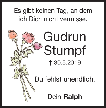 Traueranzeige von Gudrun Stumpf von Heidenheimer Zeitung