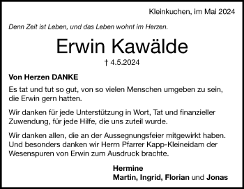Traueranzeige von Erwin Kawälde von Heidenheimer Zeitung
