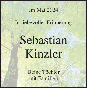 Traueranzeige von Sebastian Kinzler von Heidenheimer Zeitung