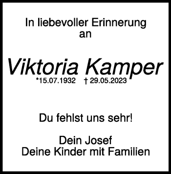 Traueranzeige von Viktoria Kamper von Heidenheimer Zeitung