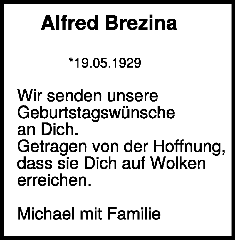  Traueranzeige für Alfred Brezina vom 18.05.2024 aus Heidenheimer Zeitung