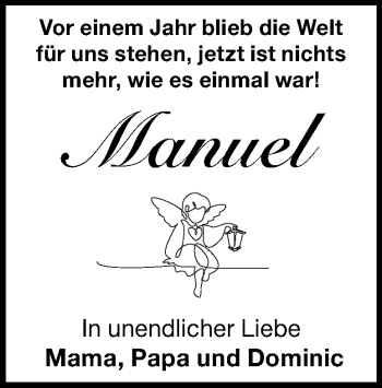 Traueranzeige von Manuel  Zopp  von Heidenheimer Zeitung