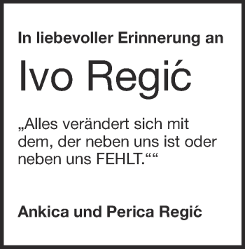 Traueranzeige von Ivo Regic von Heidenheimer Zeitung