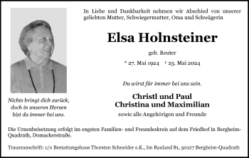 Traueranzeige von Elsa Holnsteiner von Heidenheimer Zeitung