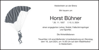 Traueranzeige von Horst Bühner von Heidenheimer Zeitung