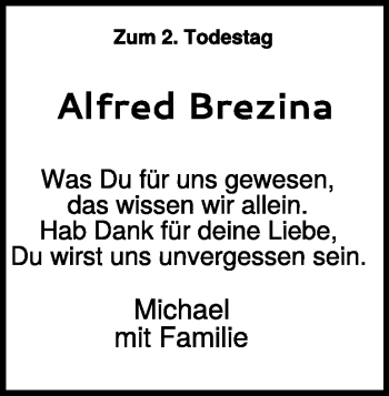 Traueranzeige von Alfred Brezina von Heidenheimer Zeitung