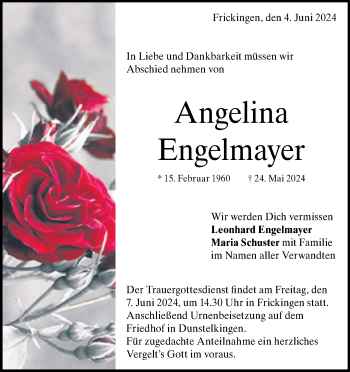 Traueranzeige von Angelina Engelmayer von Heidenheimer Zeitung