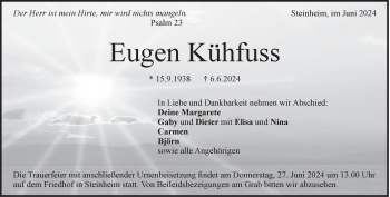 Traueranzeige von Eugen Kühfuss von Heidenheimer Zeitung