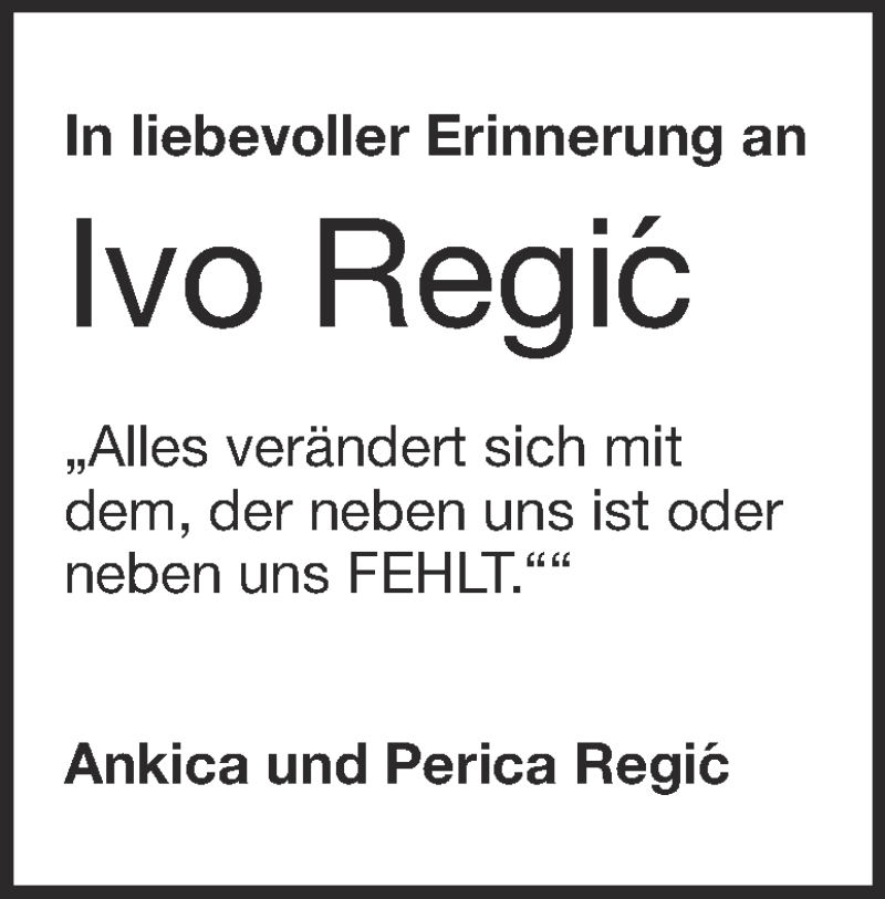  Traueranzeige für Ivo Regic vom 01.06.2024 aus Heidenheimer Zeitung