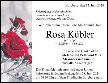 Traueranzeige von Rosa Kübler von Heidenheimer Zeitung