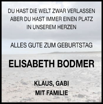 Traueranzeige von Elisabeth Bodmer von Heidenheimer Zeitung