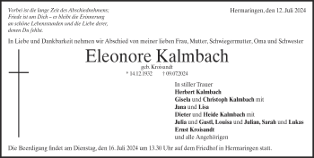 Traueranzeige von Eleonore Kalmbach von Heidenheimer Zeitung