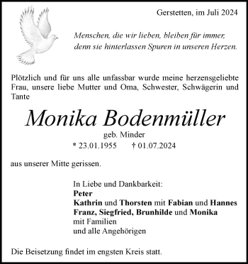 Traueranzeige von Monika Bodenmüller von Heidenheimer Zeitung
