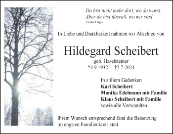 Traueranzeige von Hildegard Scheibert von Heidenheimer Zeitung