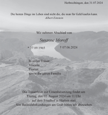 Traueranzeige von Susanne Moroff von Heidenheimer Zeitung