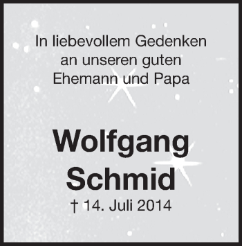 Traueranzeige von Wolfgang Schmid von Heidenheimer Zeitung