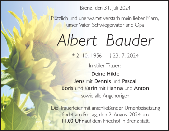 Traueranzeige von Albert Bauder von Heidenheimer Zeitung