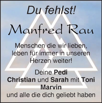 Traueranzeige von Manfred Rau von Heidenheimer Zeitung
