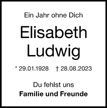 Traueranzeige von Elisabeth Marie Ludwig von Heidenheimer Zeitung