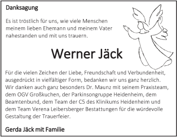 Traueranzeige von Werner Jäck von Heidenheimer Zeitung