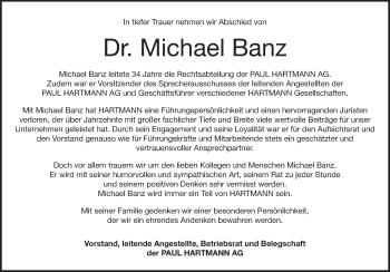 Traueranzeige von Michael Banz von Heidenheimer Zeitung