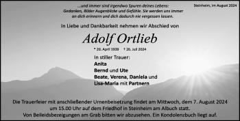 Traueranzeige von Adolf Ortlieb von Heidenheimer Zeitung