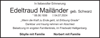 Traueranzeige von Edeltraud Mailänder von Heidenheimer Zeitung