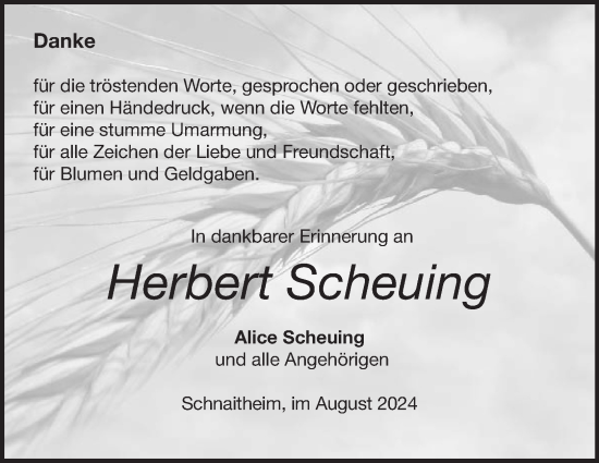 Traueranzeige von Herbert Scheuing von Heidenheimer Zeitung