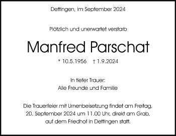 Traueranzeige von Manfred Parschat von Heidenheimer Zeitung