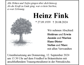 Traueranzeige von Heinz Fink von Heidenheimer Zeitung