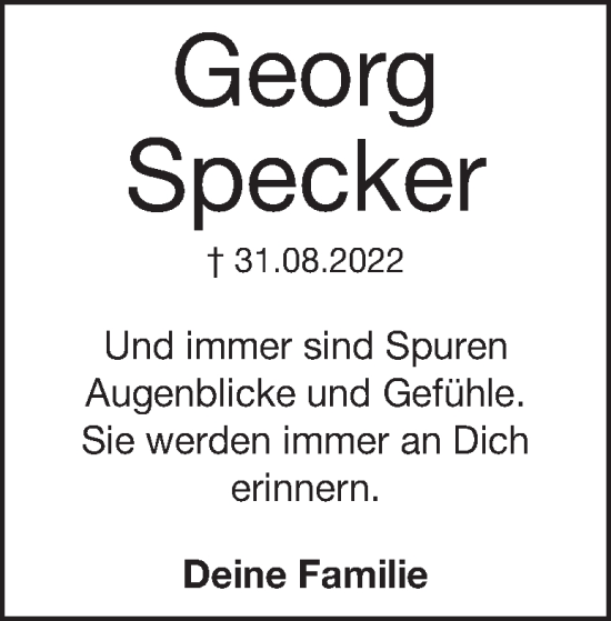 Traueranzeige von Georg Specker von Heidenheimer Zeitung