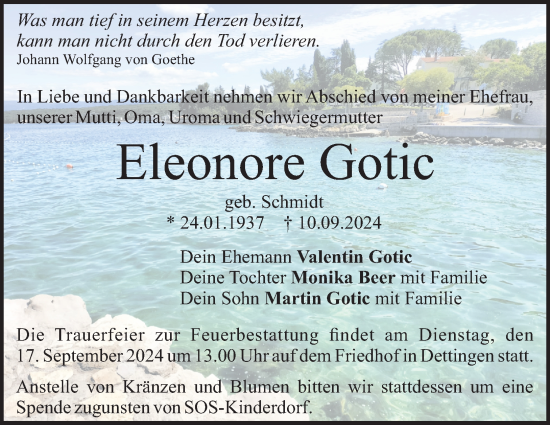 Traueranzeige von Eleonore Gotic von Heidenheimer Zeitung