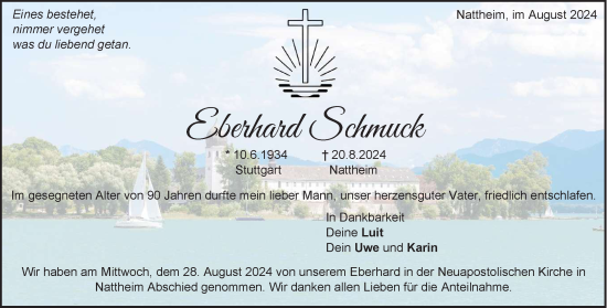 Traueranzeige von Eberhard Schmuck von Heidenheimer Zeitung